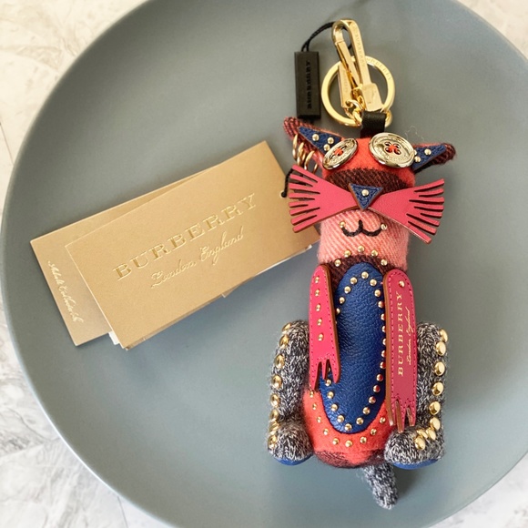 NEW Burberry Rufus Cat Studded Key Charm - Picture 3 of 7